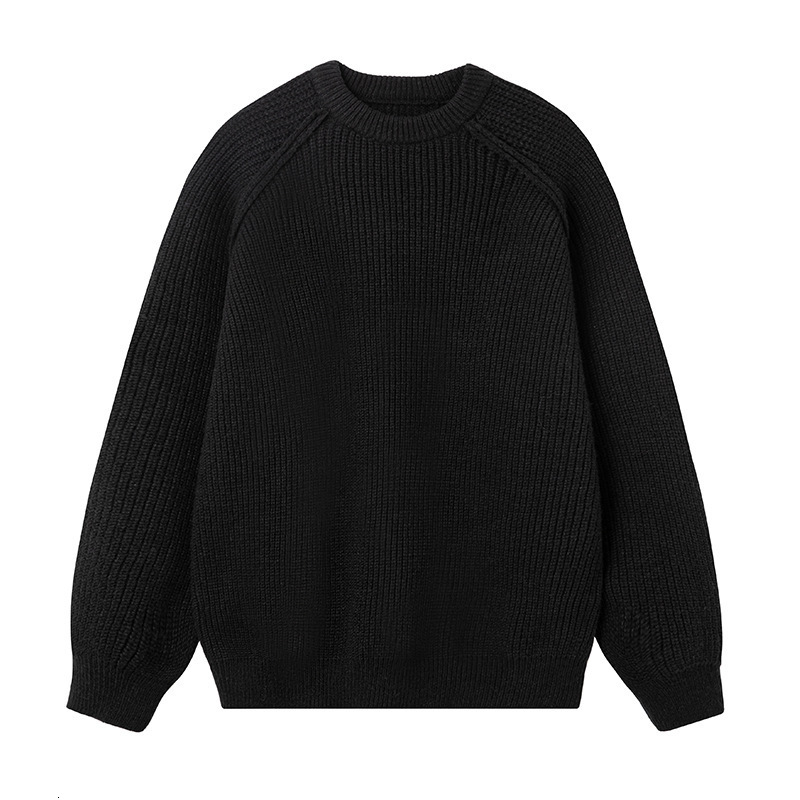 3D Shoulder Line Design Round Neck Sweater Autumn Winter Designer Sweater Texture Thick Knit Solid Color Loose Coat