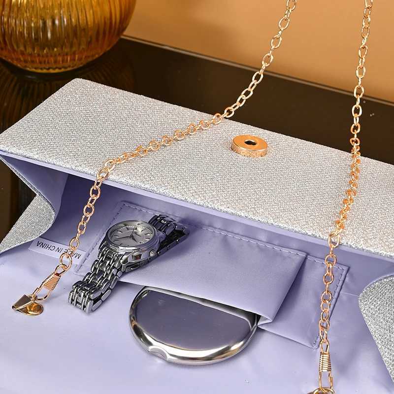 Crystal Sequin Lady Clutch Bag 2024 Fashion PU Chain Evening Handbag Shiny Rhinestone for Women Party Banquet H251027