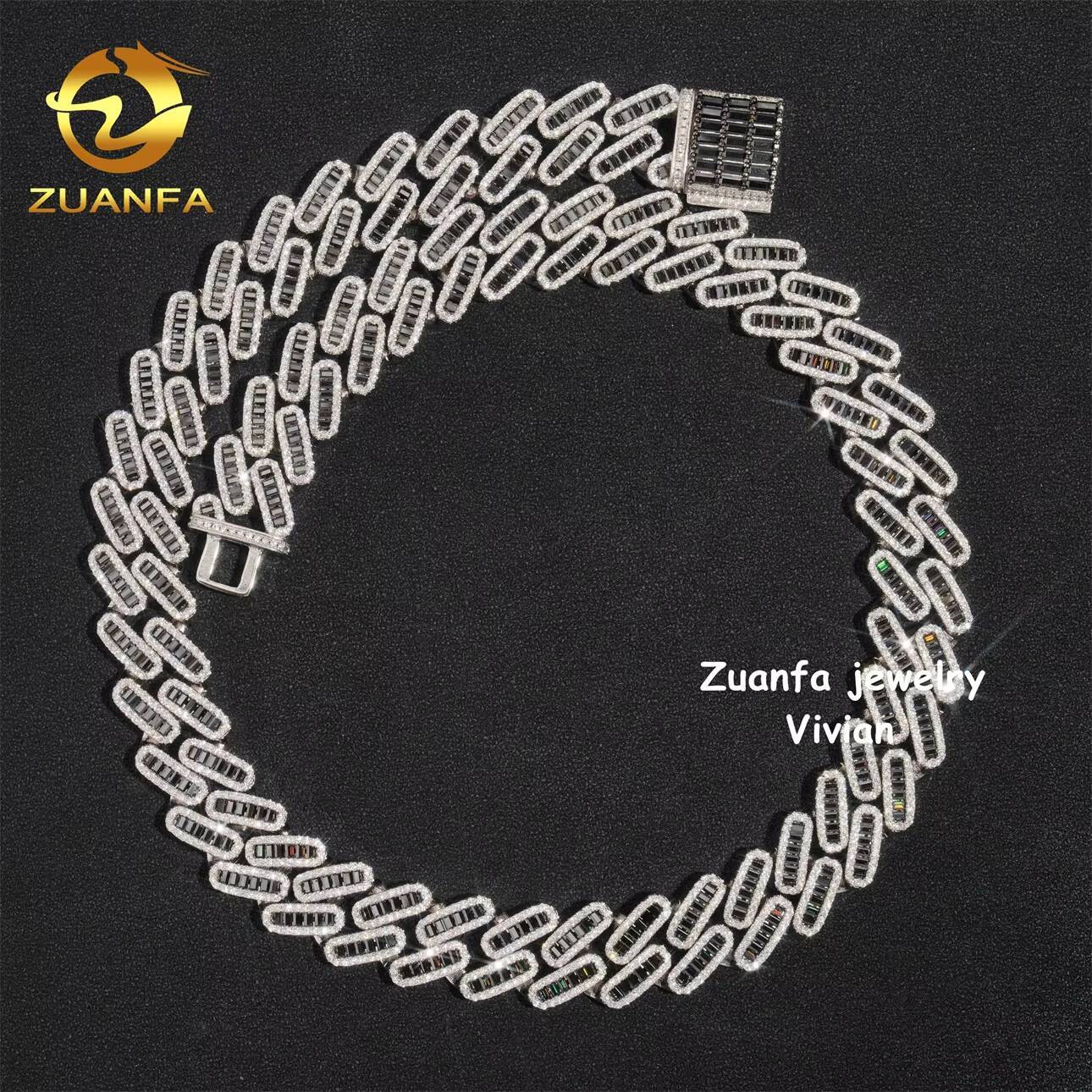 D Color VVS Moissanite Diamond 925 Sterling Silver 18MM Iced Cuban Link Chain Hip Hop Jewelry Men Cuban Link Chain Necklace