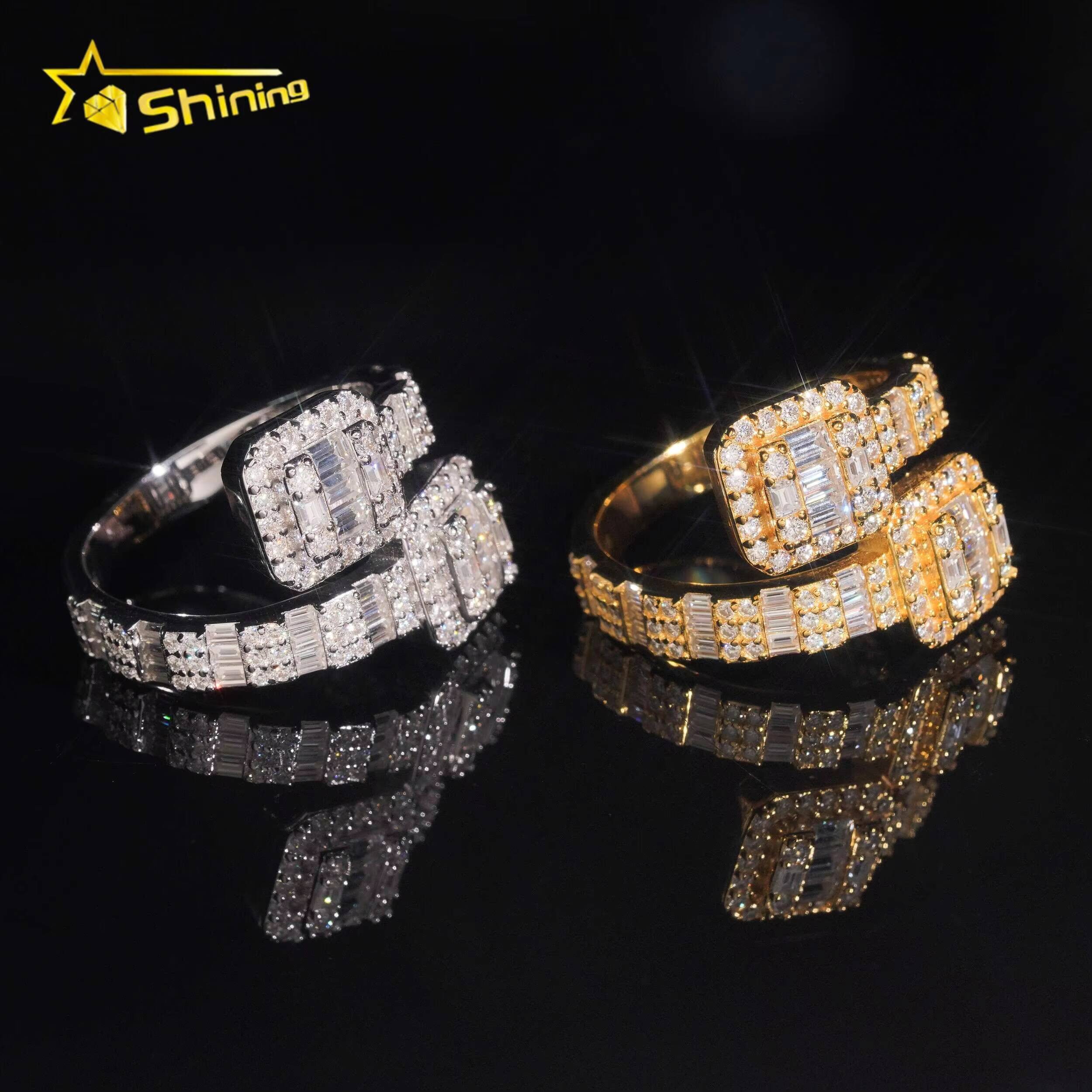 High Quality Iced Out Gold Plated Fashion Jewelry S925 VVS Moissanite Diamond Hip Hop Ring