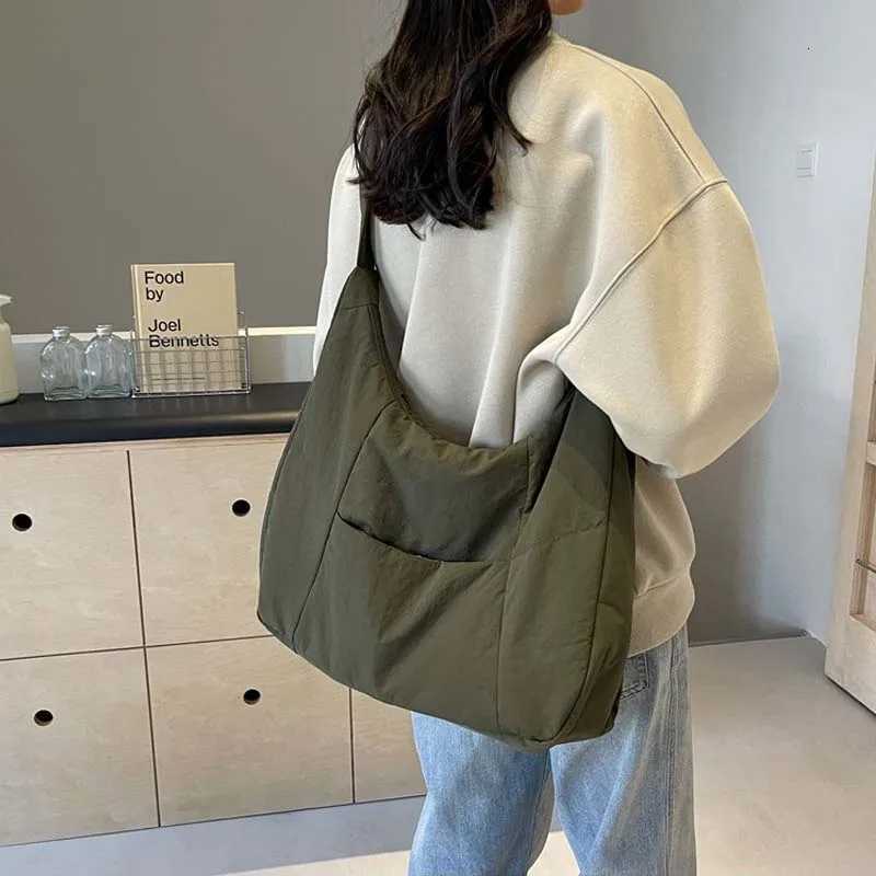 Trendy Womens Soft Cloth Shoulder Bag Solid Color Student 2025 Spring Y2k Casual Style Big Handbags Crossbody Bags for WomenW251028