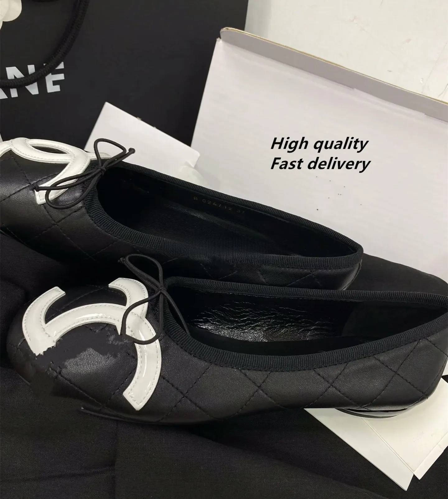 2025 Paris designer Ballet Flats Women Quilted Genuine Leather Slip on Ballerina Round Toe Ladies brands Shoes De Mujer chan ch Shoe torys