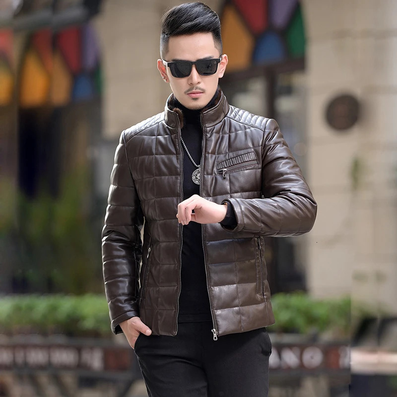Detachable Mink Collar Sheepskin Down Jacket Man Winter Fashion Warm Genuine Leather Puffer Jacket Men Leather Natural 251023