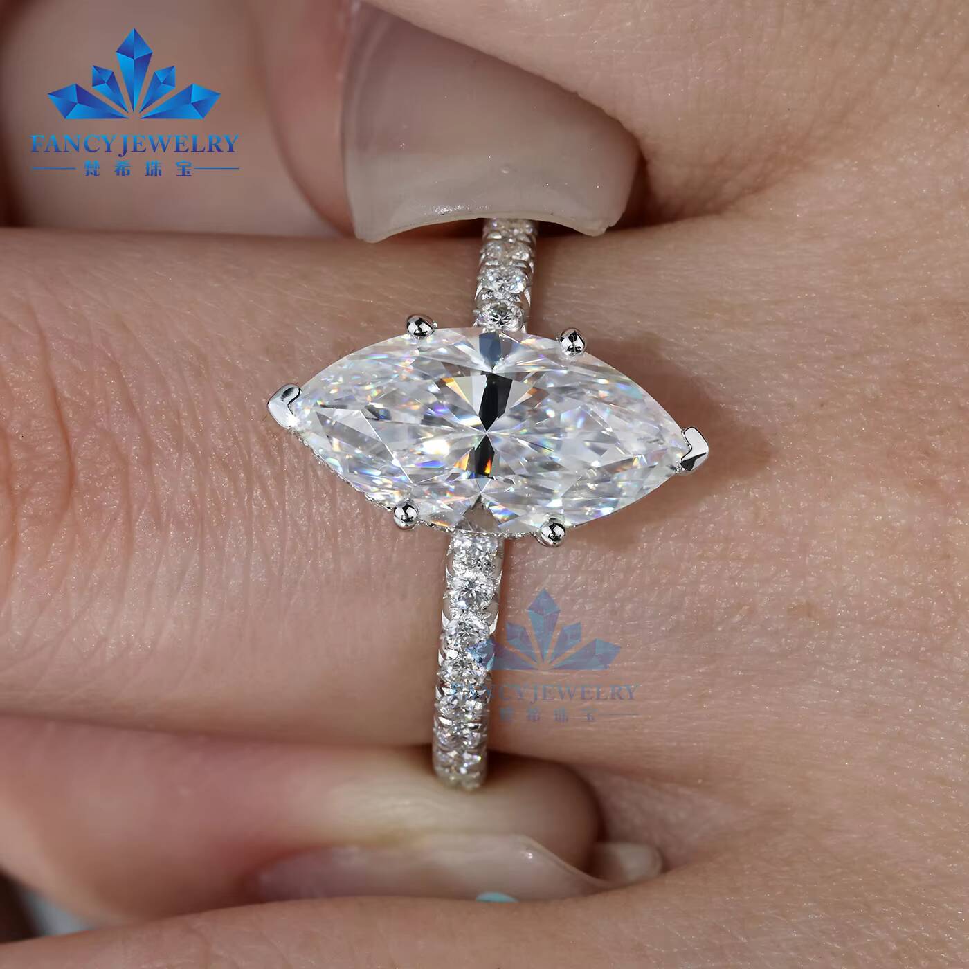 2ct 14k Labgrown Marquise Cut Real Cvd Solid Yellow Gold Wedding Lab Grown IGI Engagement Diamond Rings Jewelry 18k Gold