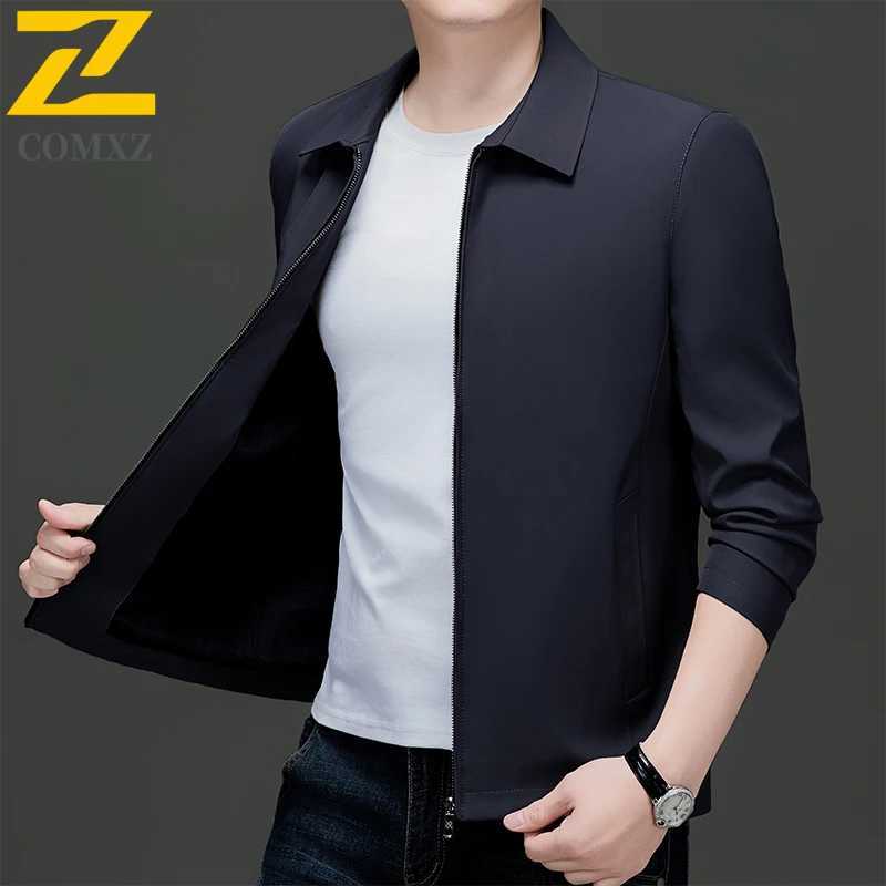 Brand Mens Jacket Autumn 2025 Business Casual Waterproof Lapel Collar Jackets Men Fashion Clothing Solid Color Windproof Coat J251028