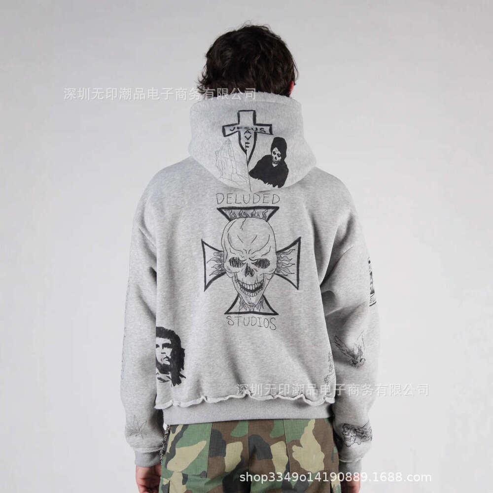 Multi-element Matching Cartoon Print Pattern Men and Women Autumn fashion loose Street Wear Hoodie