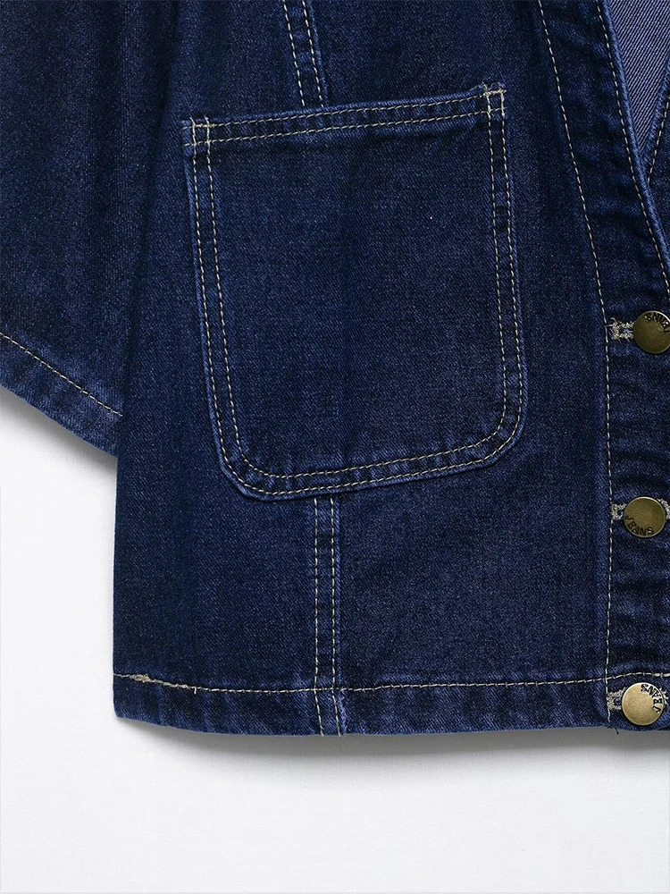 European style womens fashion versatile temperament leisure solid color denim shortsleeved jacket 251015