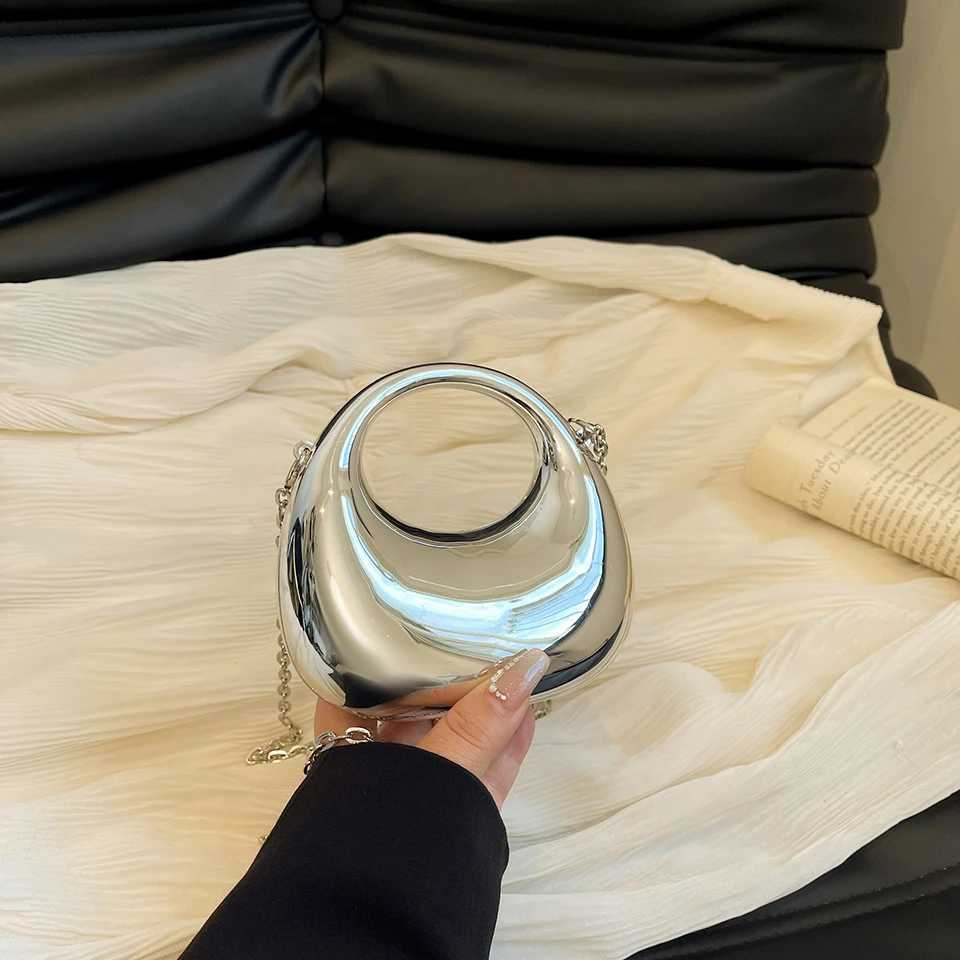 Silver Acrylic Material Crescent Shape Evening Bag Handbag Crossbody Bag for WomenW251028