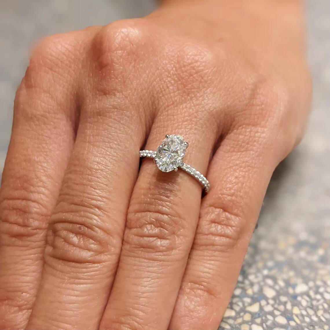 1111 Promotion Wedding Ring 10k Gold 15ct Moissanite Oval Solitaire Engagement Ring