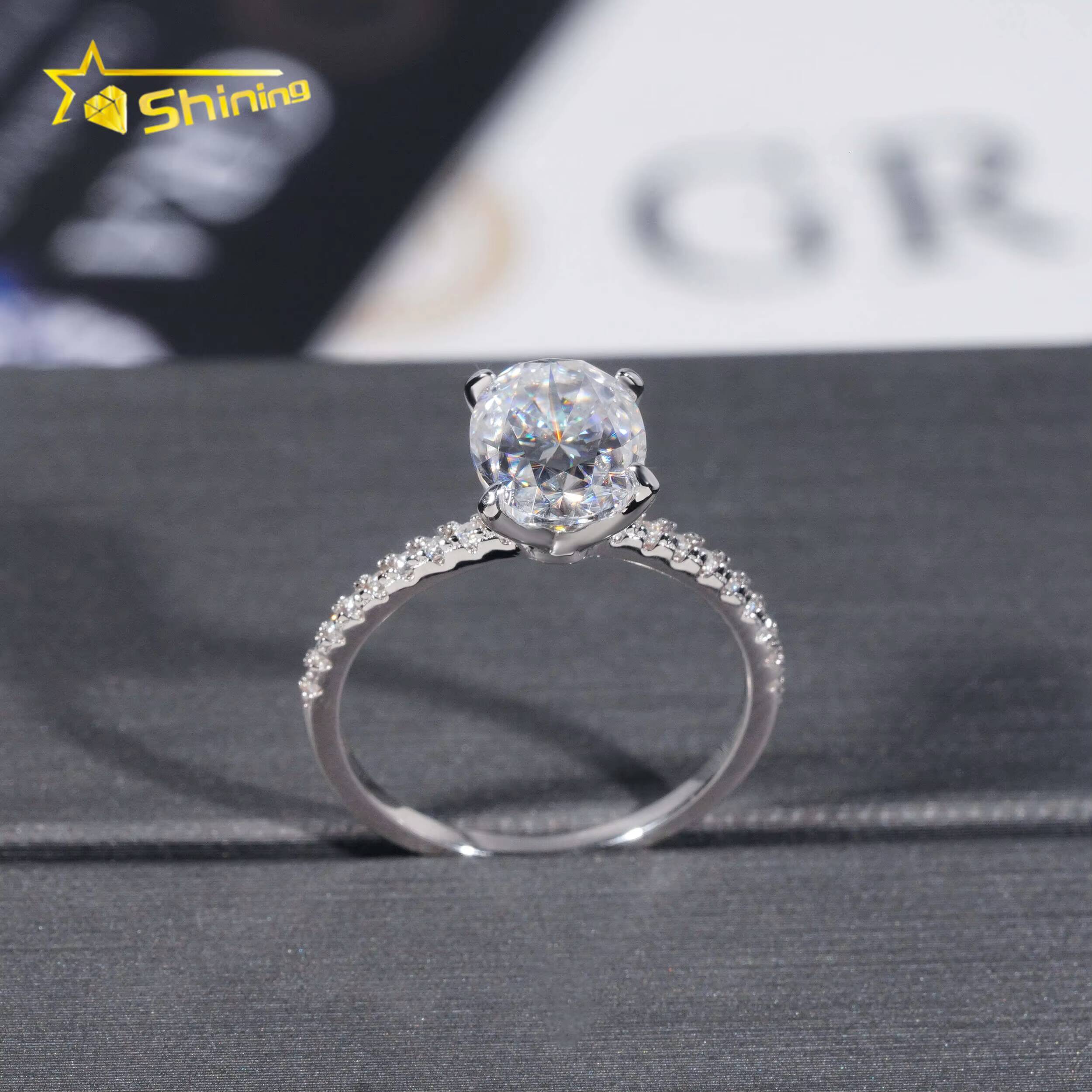 Fine Jewelry Woman Finger Rings Pass Diamond Tester Sterling Silver 7x10MM 25CT Oval Cut Moissanite Engagement Ring