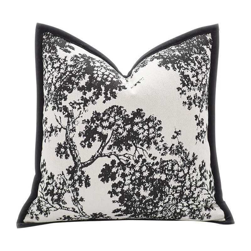 Pillow Case French Luxury Retro Jacquard Cushion Cover Yangmei Tree Oat Black Covers Decorative for Living Room Sofa Case C251028