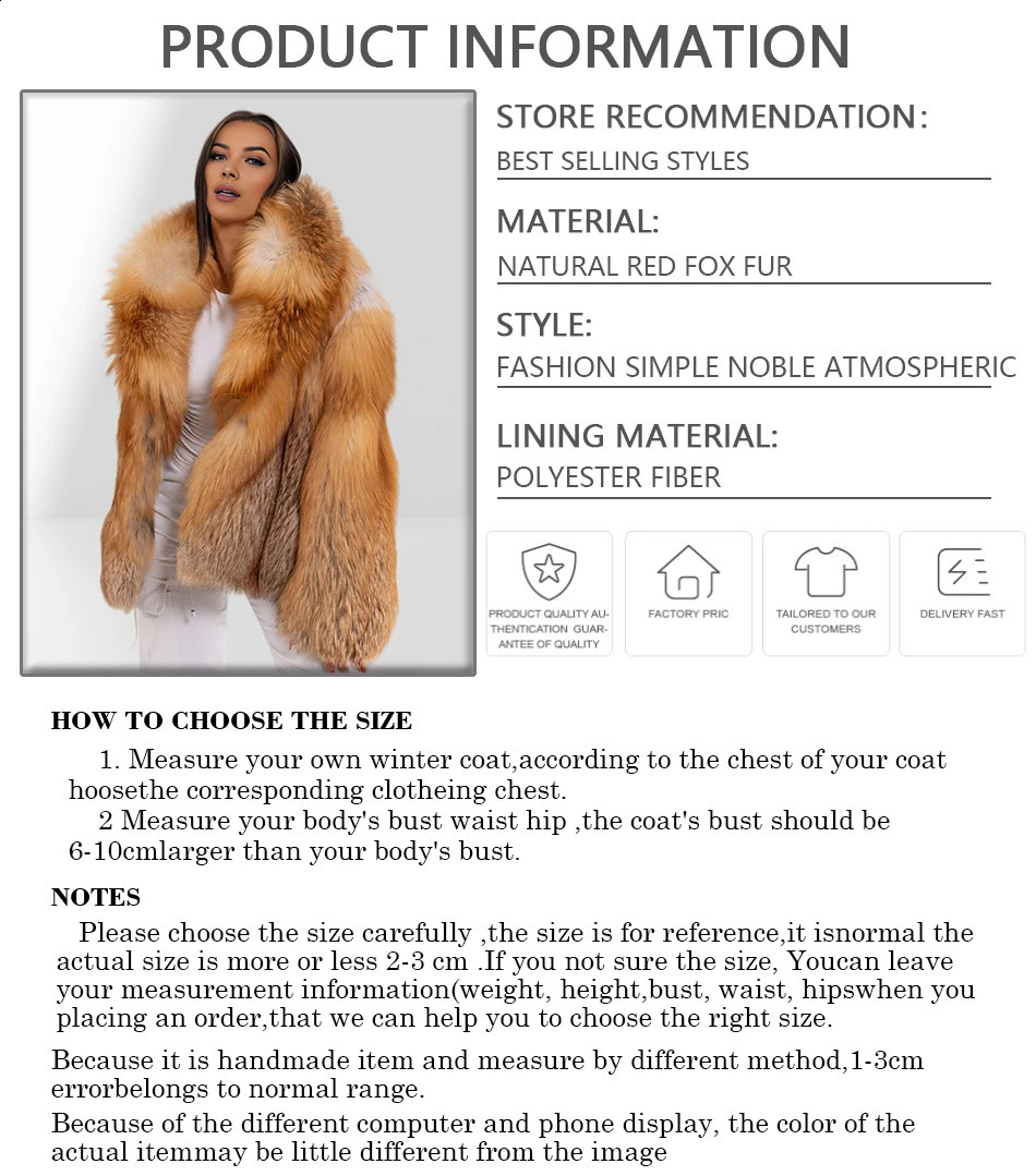 Natural Red Fox Fur Jacket With Big Collar Long Full Skin Fox Fur Coat Furry Jacket Arrival Womens Leather Jacket 251027