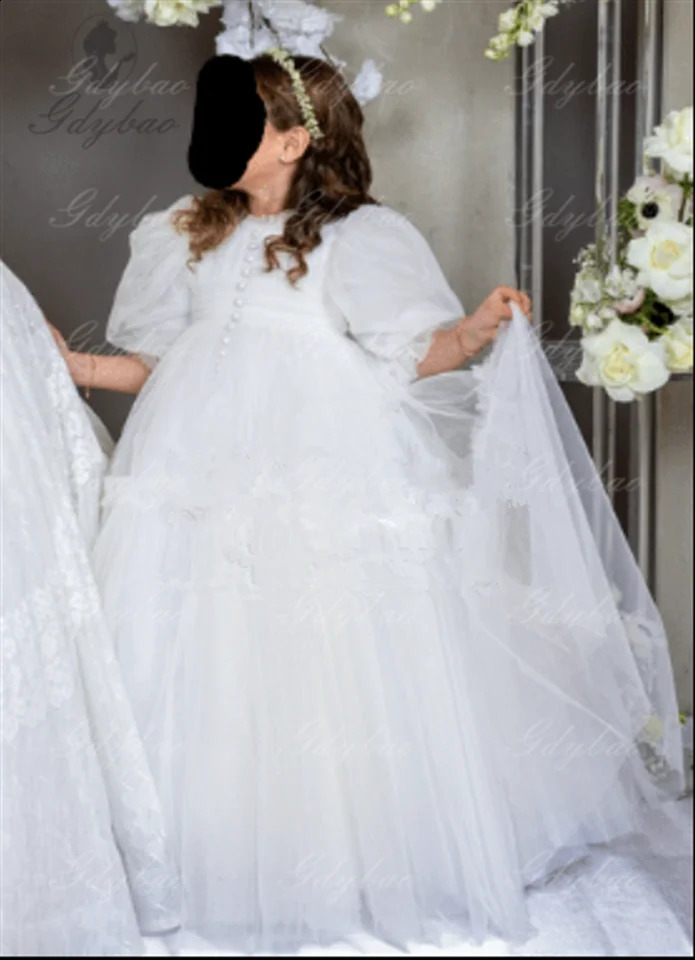 Customized Half Sleeve Flower Girl Dress Wedding First Communion Gown Princess Party Girl Dress 251023