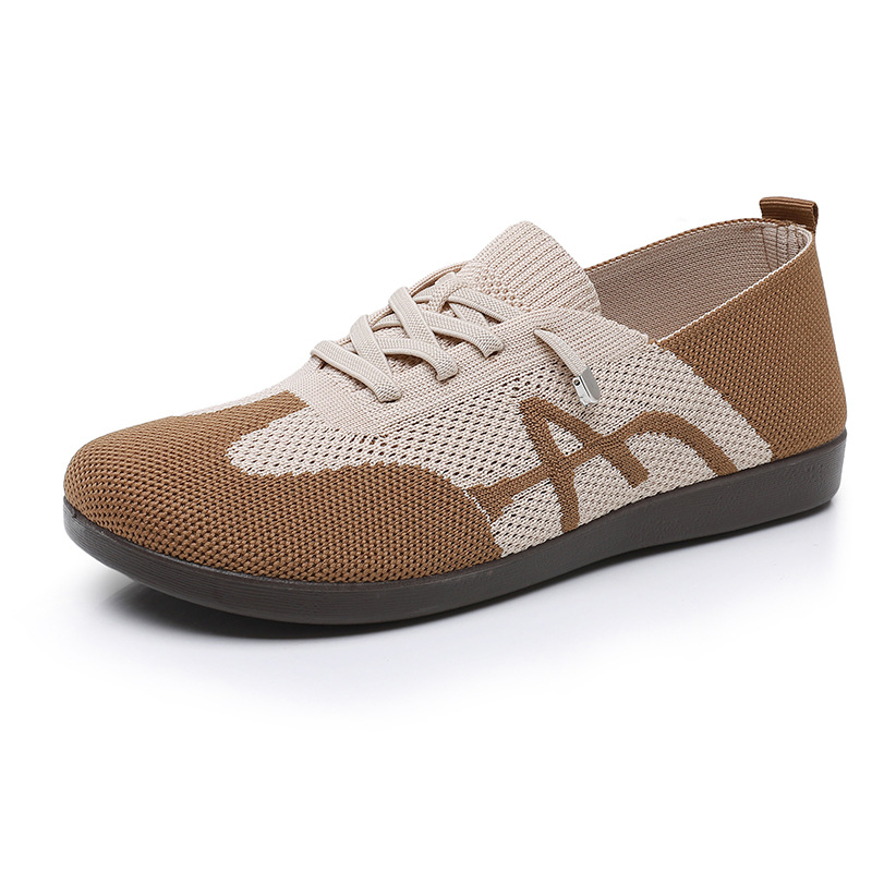 Spring fly knitted soft-soled mom shoes breathable, non-slip middle-aged and elderly walking shoes, comfortable and lightweight, daily morning exercis