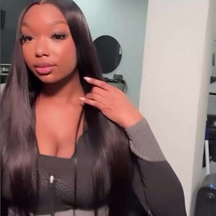 12A High Quality 13X6 Transparent Frontal Wig Pre Plucked Hairline India Remy Straight Lace Front Human Hair Wigs For Women 180% Density Natural Color