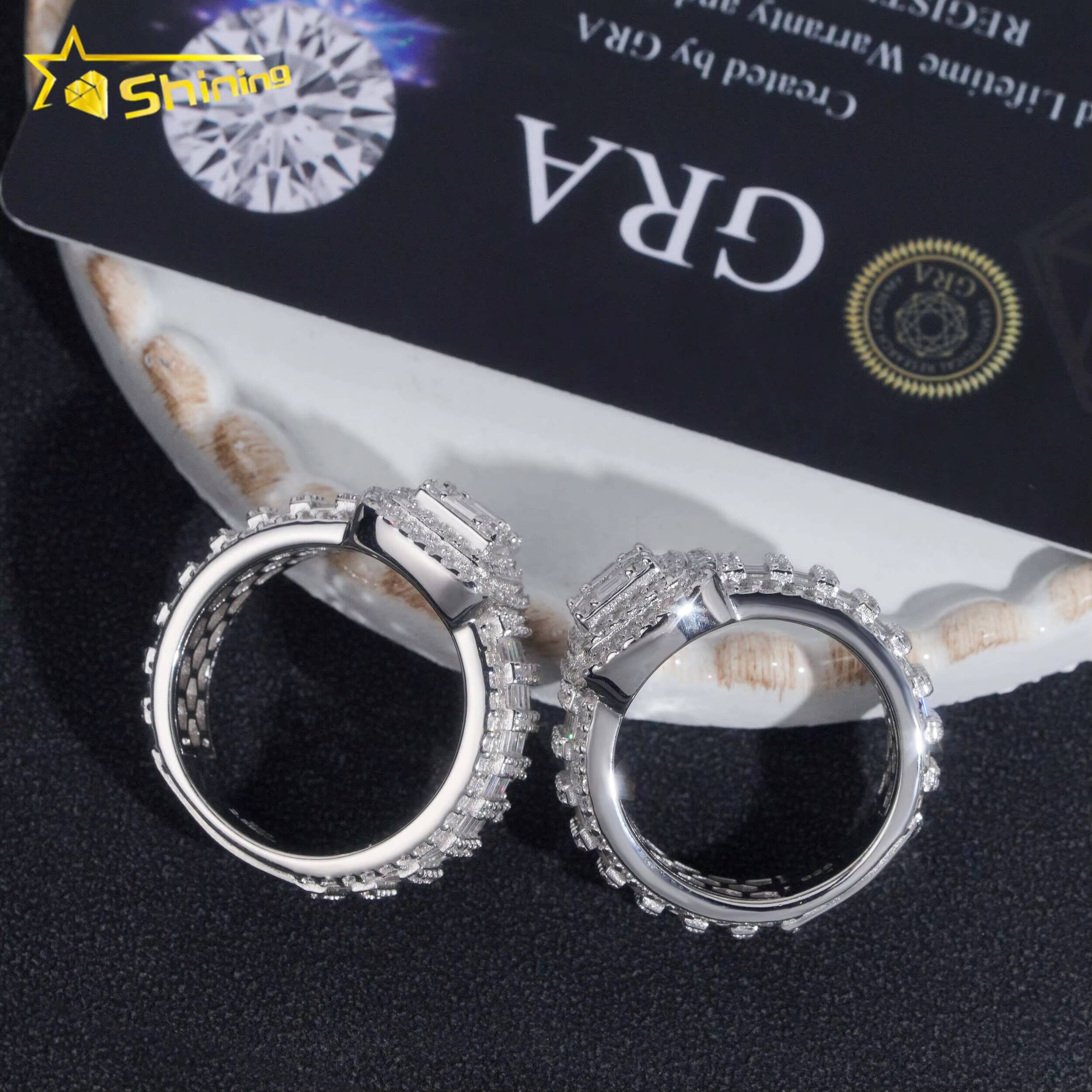 Factory Custom Luxury Rappers Jewelry 925 Sterling Silver Hip Hop Iced Out Diamond Moissanite Ring for Men