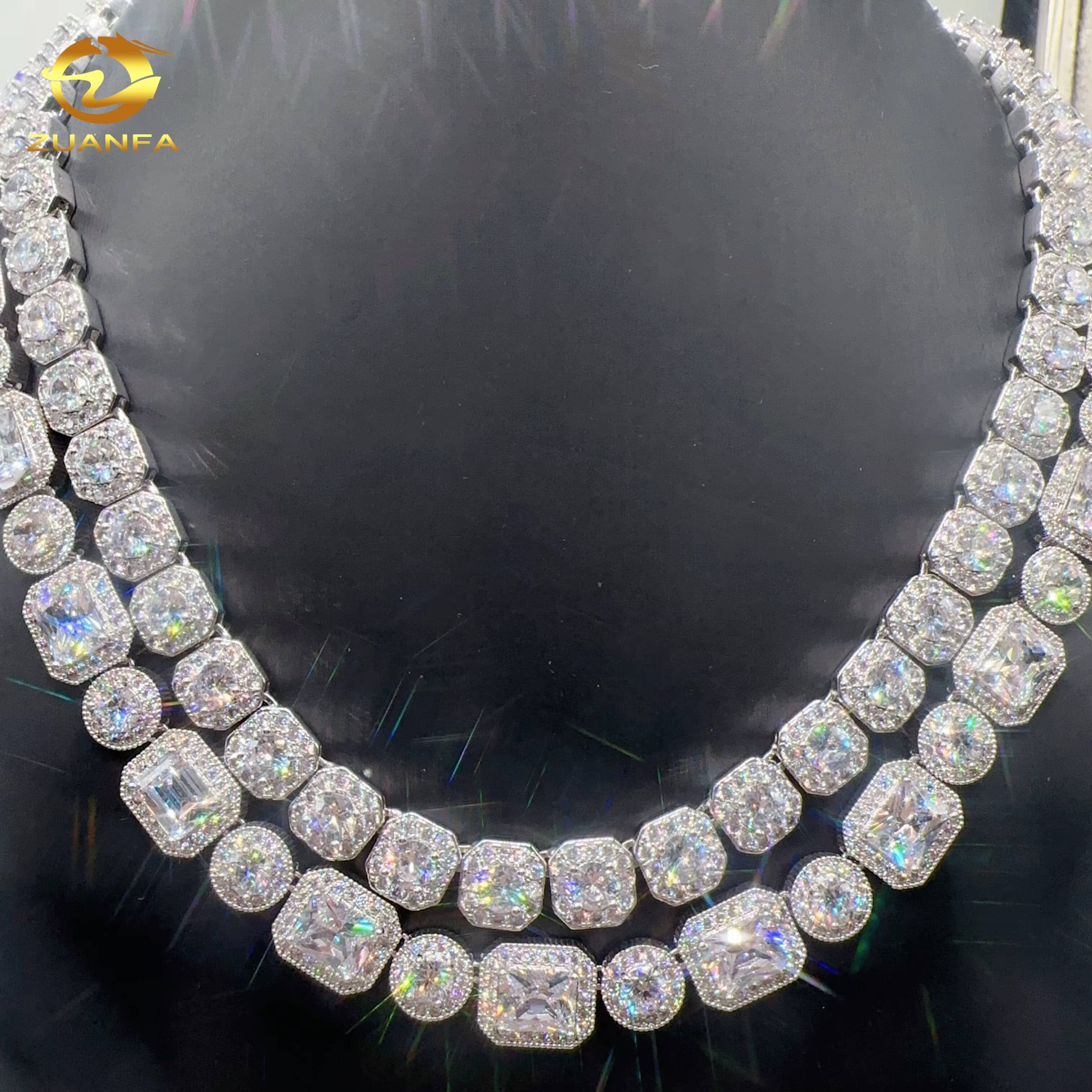 10mm 18k Gold Plated 925 Sterling Silver VVS Moissanite Jewelry Custom Diamond Iced Out Cuban Link Chain