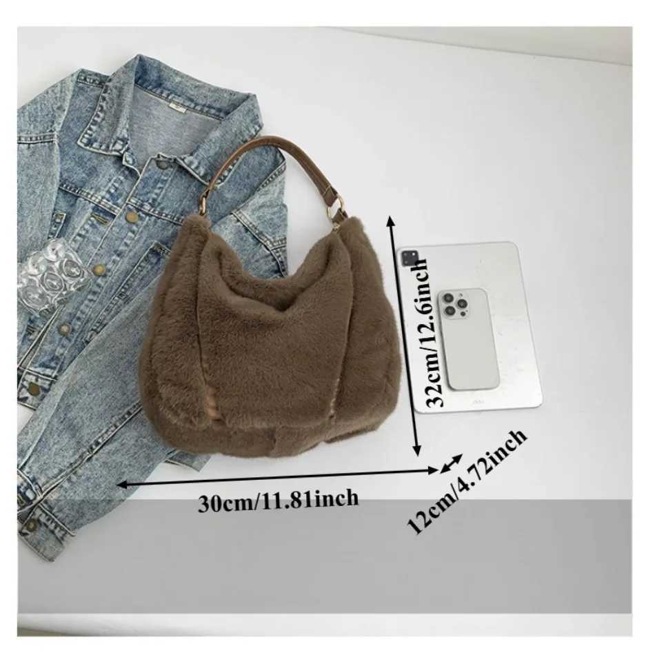 AutumnWinter faux mink fur womens bag commuterfriendly largecapacity tote bag versatile handheld singleshoulder bagsT251028