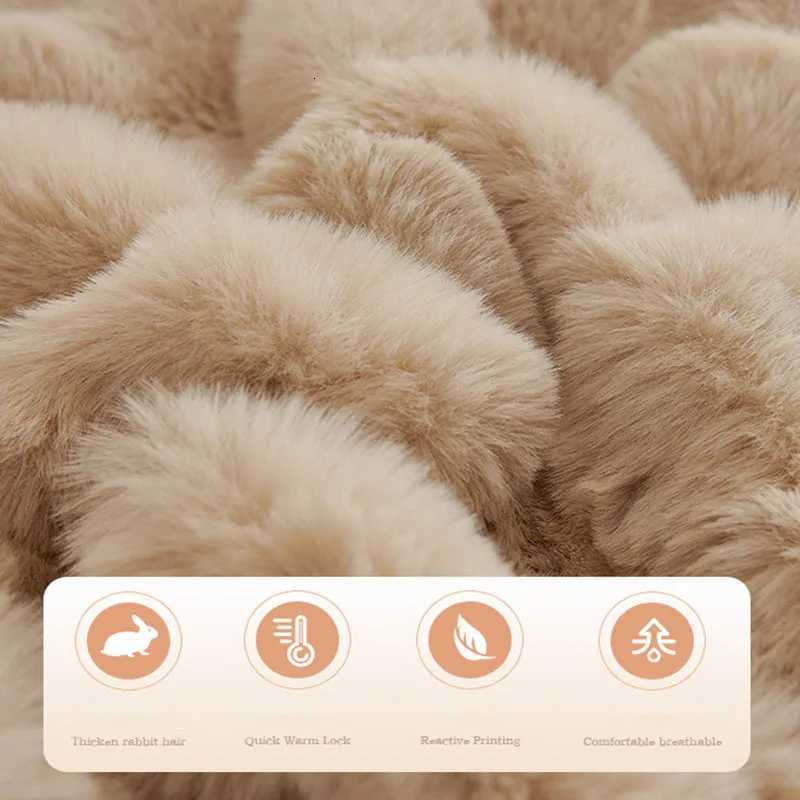 Winter Rabbit Plush Sofa Towel Cover Solid Thick Anti Slip Couch Cushion for Living Room MultiPurpose Sofa Blanket for Office C251028