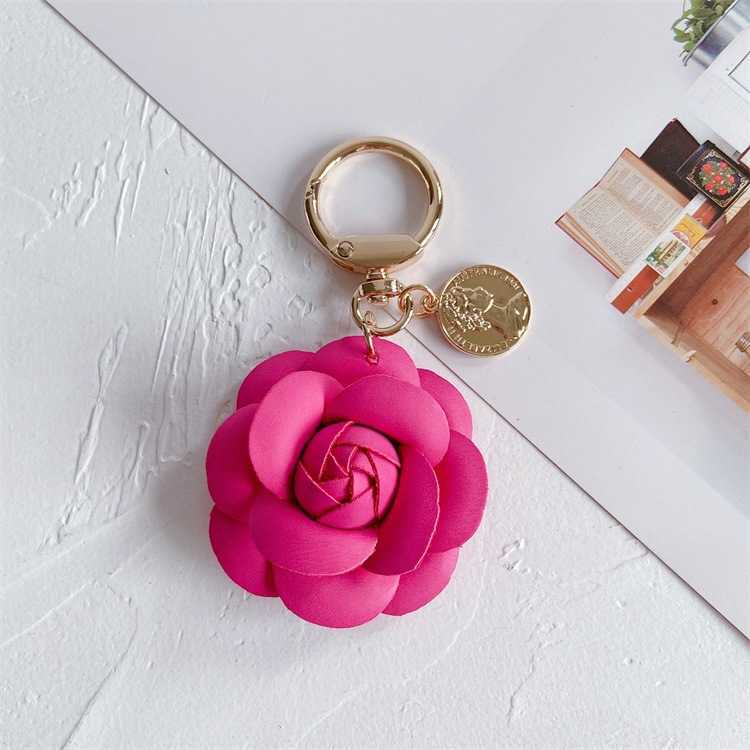 Fashion Leather Camellia Car Keychain Cute Flower Backpack Pendant Accessory Best Friend Key Ring for Women carefully crafted to suit a variety of sce