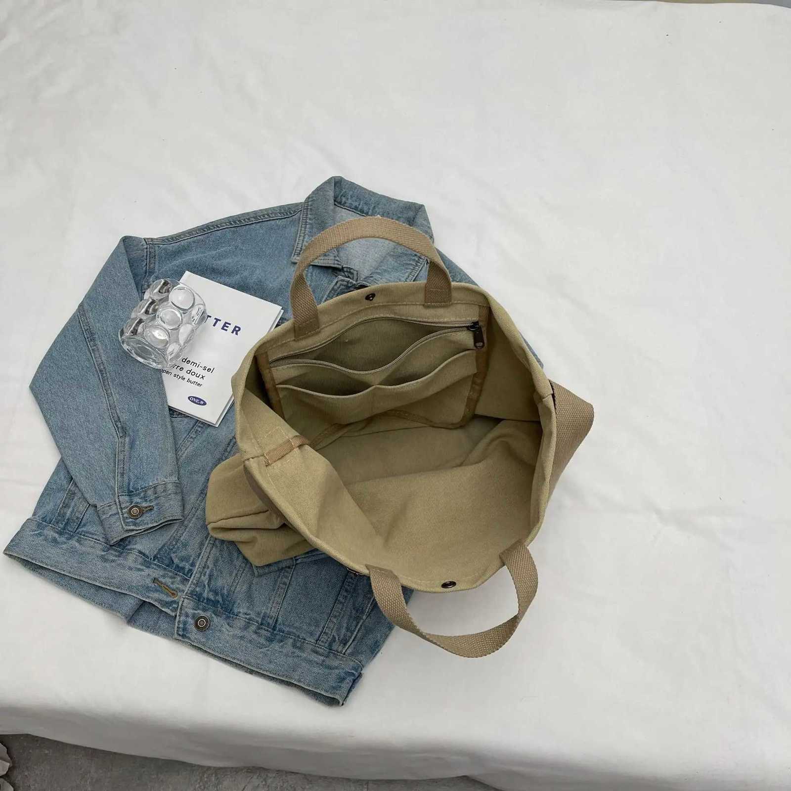 Thickened Canvas Retro Tote Bag Premium Sense Handbags Commuter Bag Large Capacity Student Shoulder Bags for WomenW251028