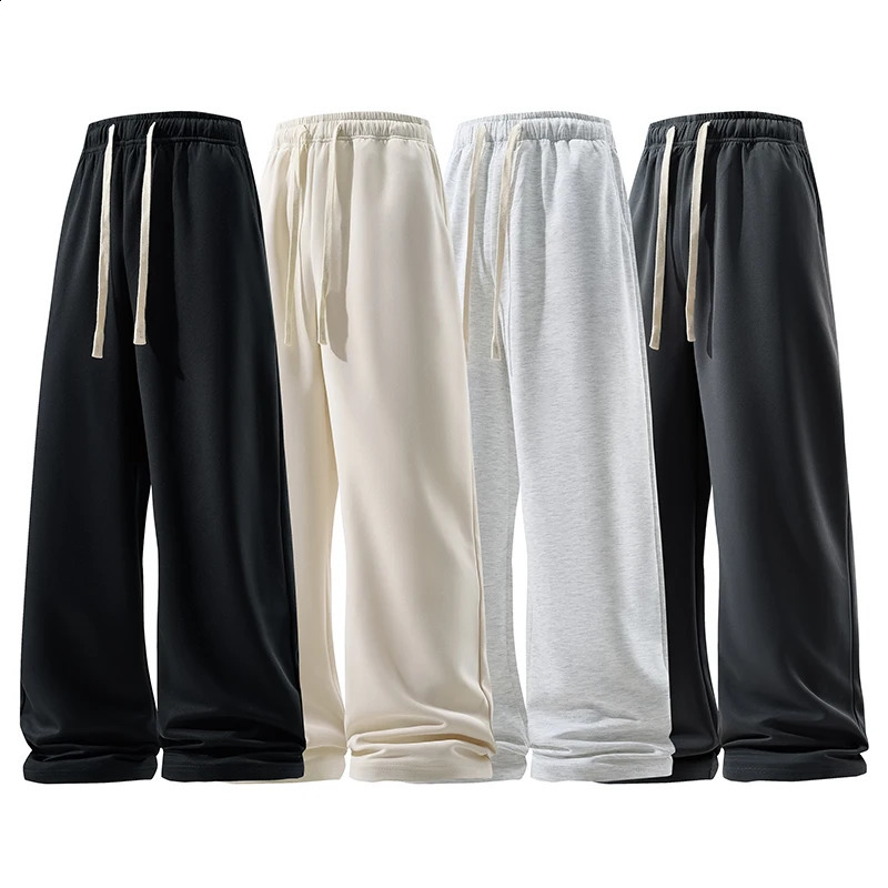 Wide Leg Pant Fashion Causal Breathable Men Sweatpant Male Autumn Versatile Elastic High Waist Drawstring Loose Straight Trouser 251027
