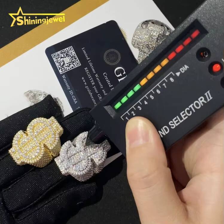Pass Tester Fashion Custom Hip Hop Style Men Ring Iced Out VVS D Moissanite Diamond Jewelry 925 Sterling Silver Rings Men Women
