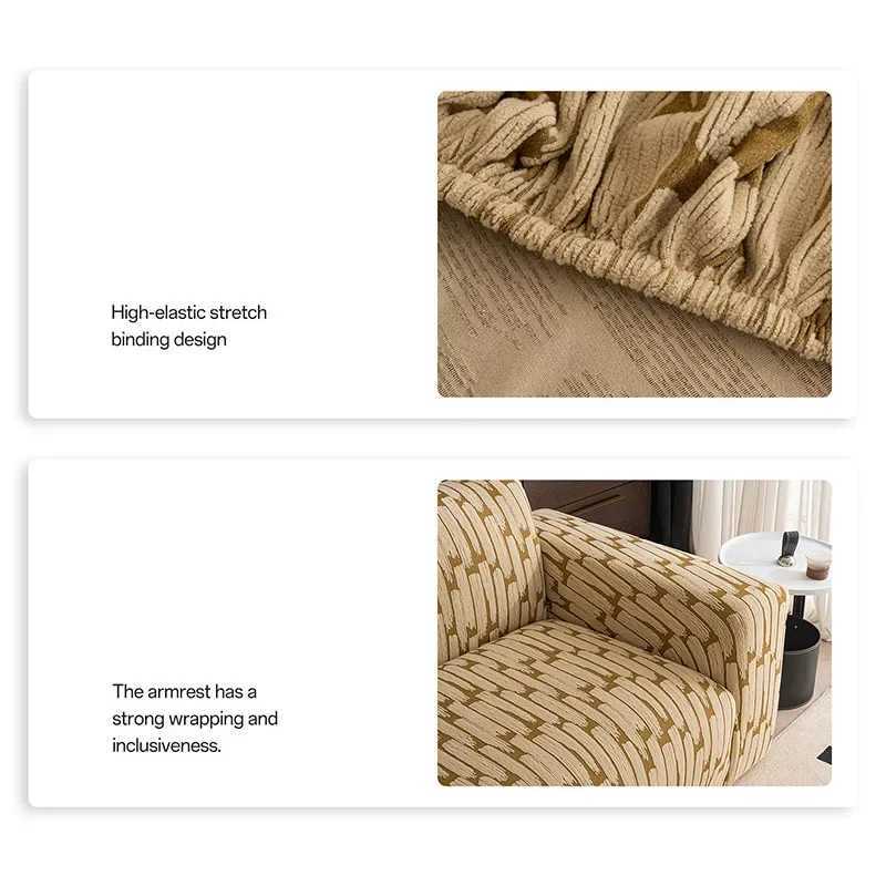 Polar Fleece Jacquard Sofa Cover Autumn Winter All Inclusive Elastic Couch Slipcover Anti Slip Pet Friendly Armchair Protector C251028