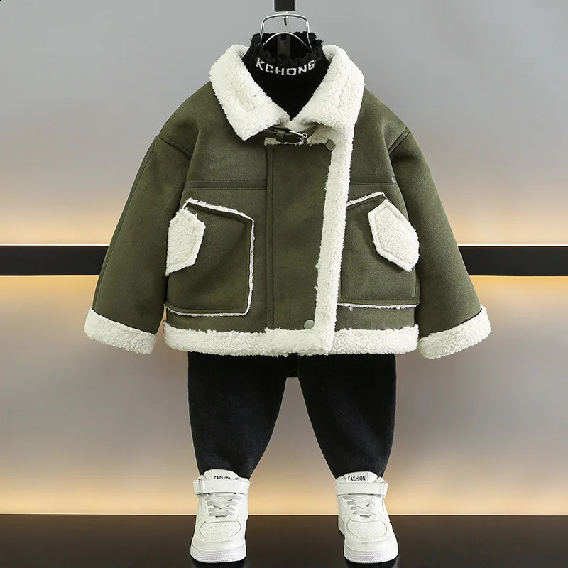 Boys Coat Jacket CottonWindbreak Plush Warm Plus Thicken Spring Autumn High Quality Childrens Clothing 251027