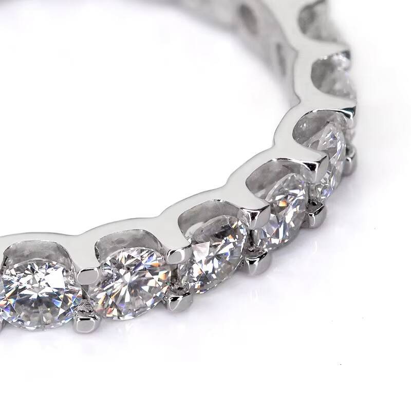 14k Solid White Gold 3mm Moissanite Eternity Band Rings