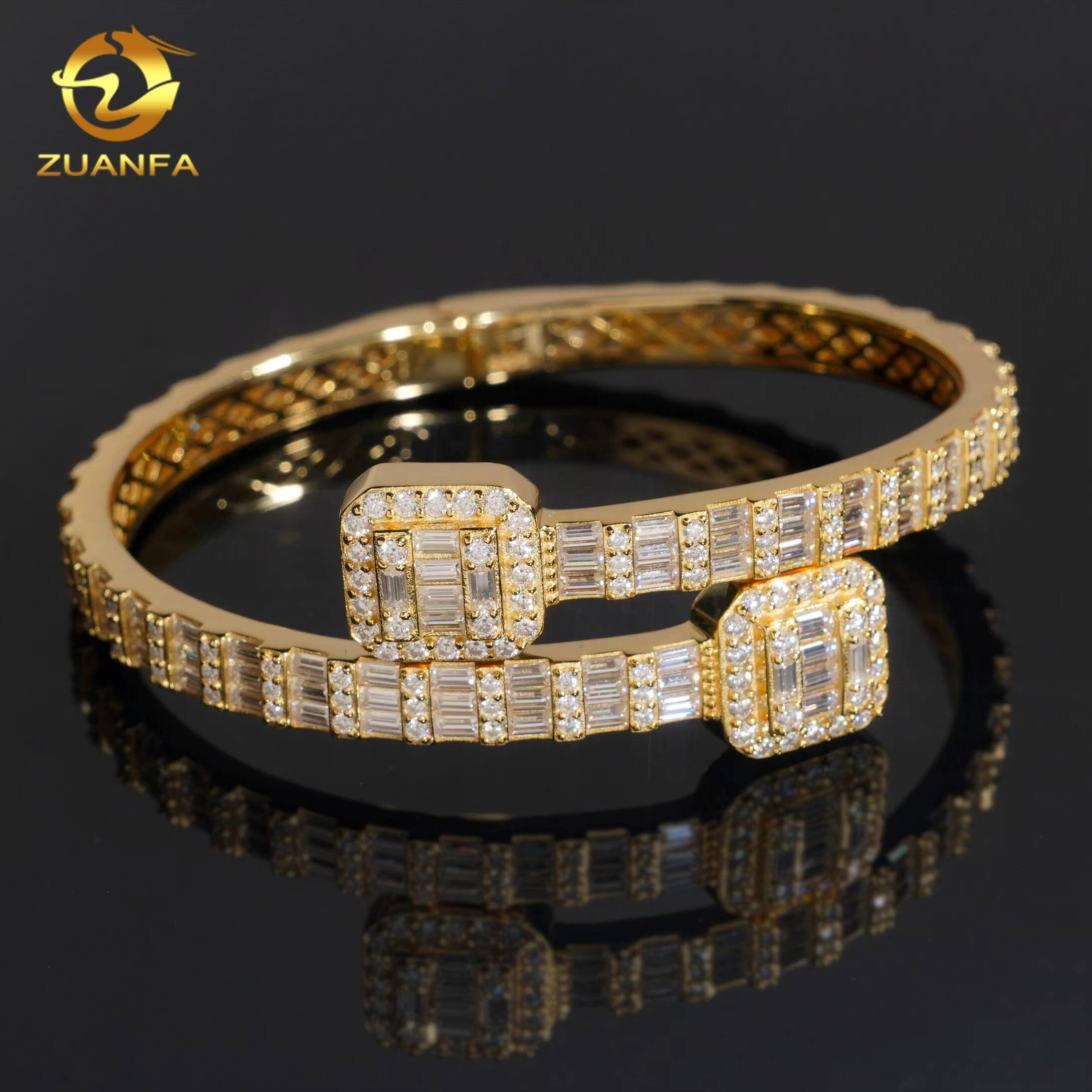 VVS Moissanite Diamond Fashion Men Jewelry 925 Silver Iced Out Hip Hop Jewelry Bracelet Bangle Men