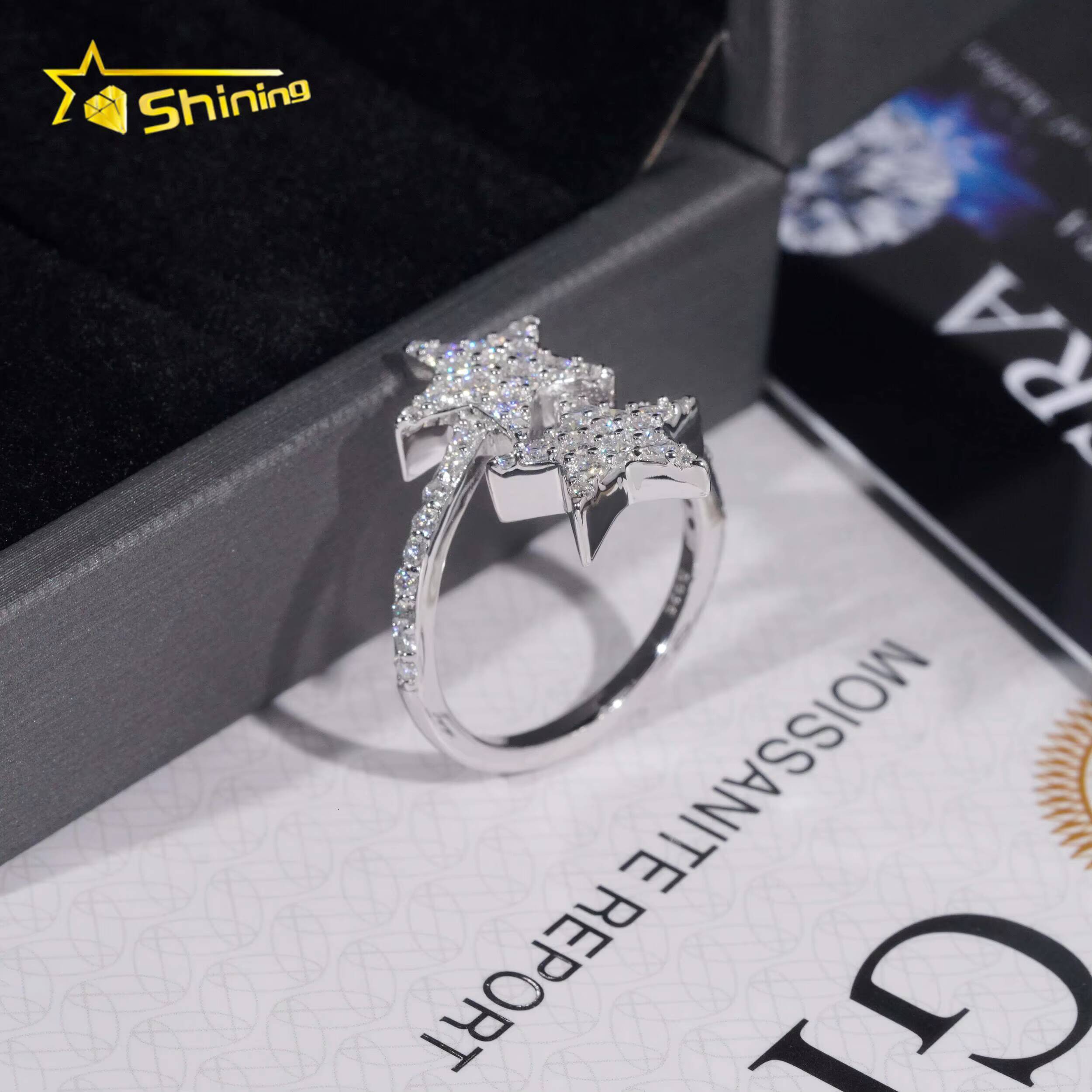 Wedding Jewelry Luxury Women Wedding Ring Pass Diamond Tester 925 Sterling Silver Round Brilliant Cut Moissanite Engagement Ring