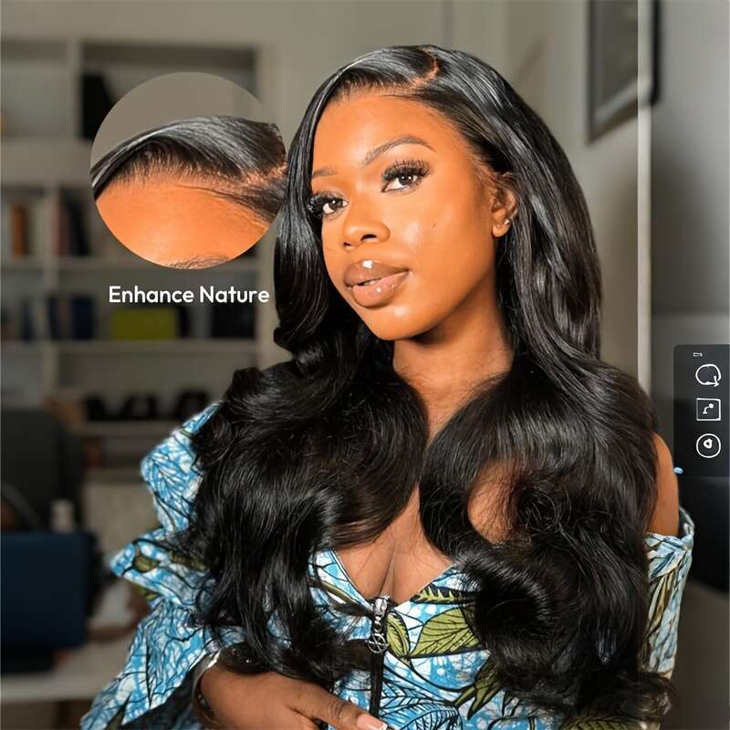 Glueless 180 Density 4X4 Body Wave Front Pre Plucked With Baby Human Hair For Women 12A HD Transparent Lace Frontal Wigs Natural Black