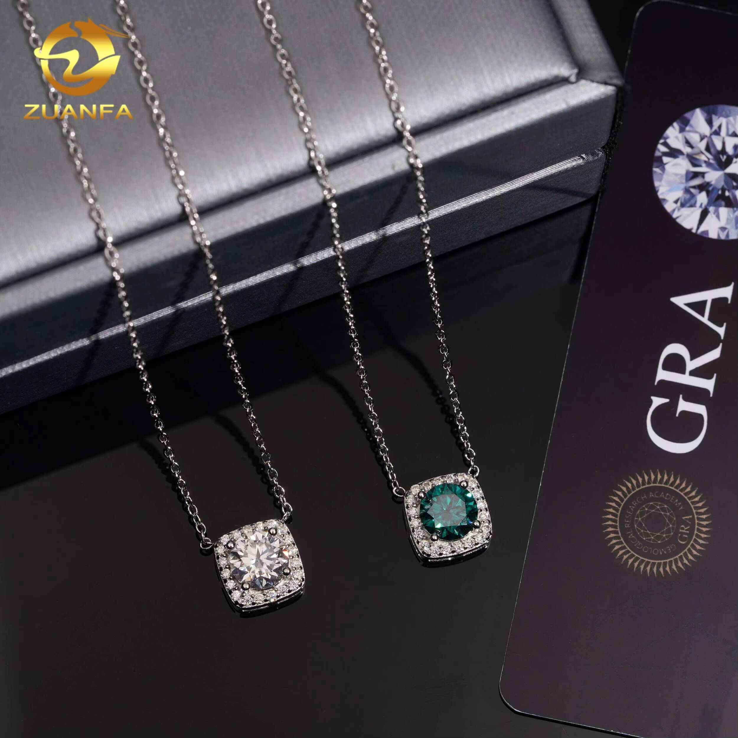 Moissanite Necklace Women 925 Silver Gold Plated Pass Diamond Test Moissanite Diamonds Cluster Charms Necklace Women Jewelry
