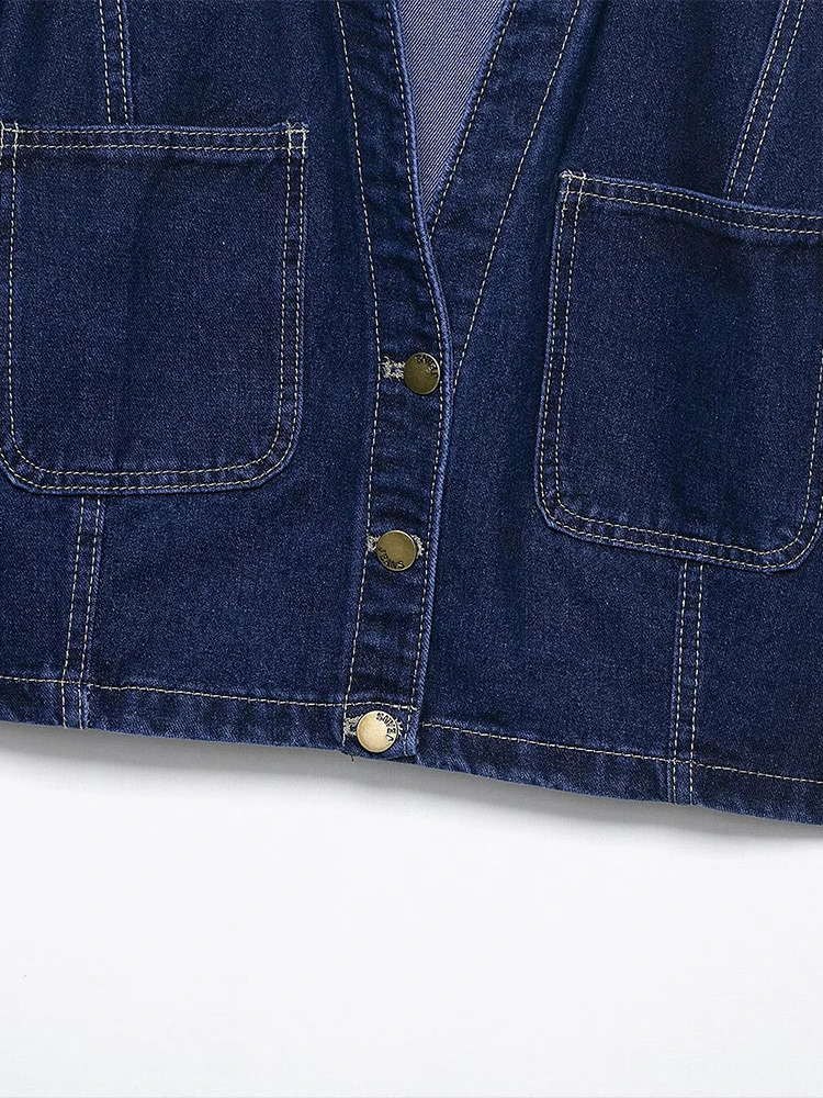 European style womens fashion versatile temperament leisure solid color denim shortsleeved jacket 251015