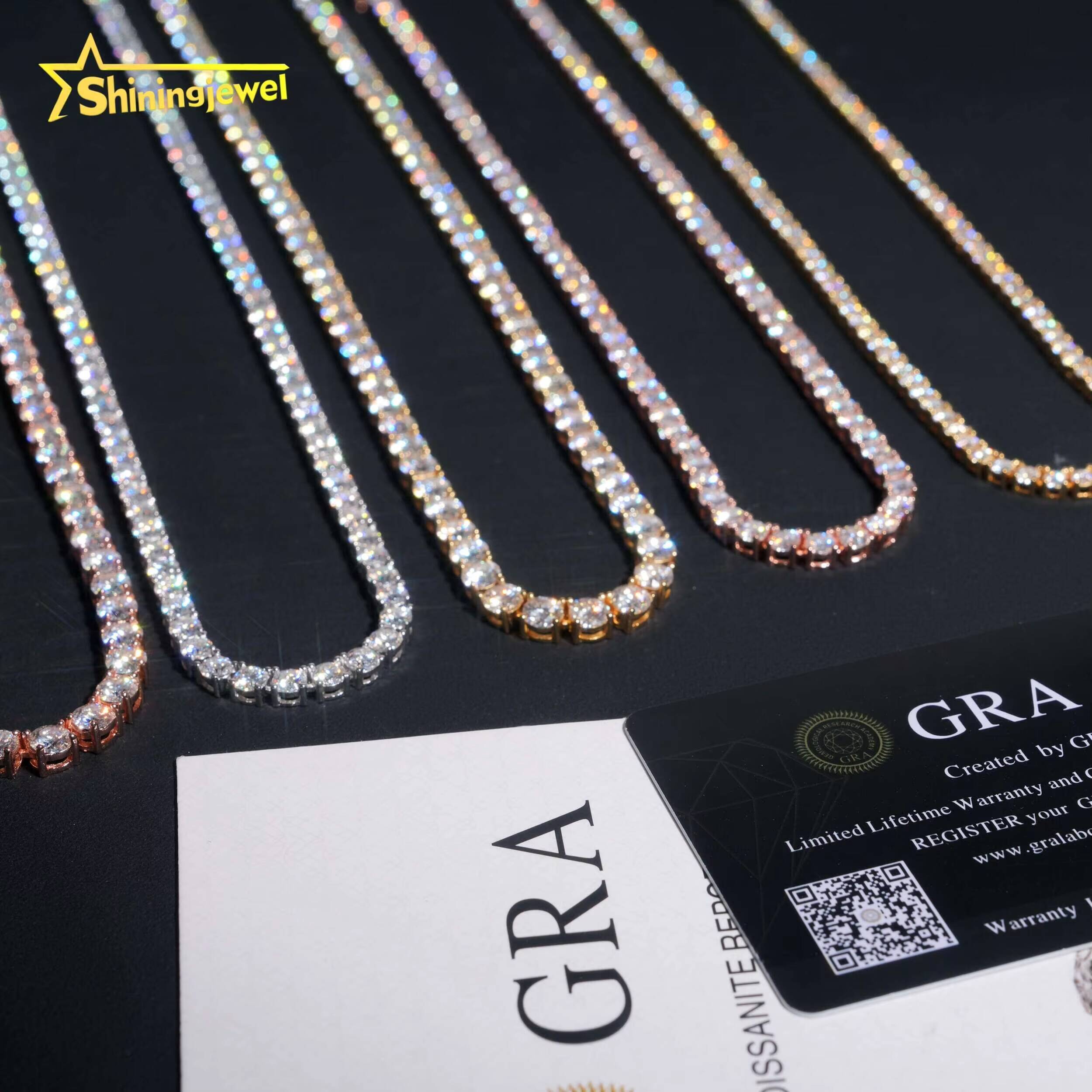 Cheapest Price Bulk in Stock VVS Moissanite Pass Diamonds Test Gold Plated Sterling Silver 925 Tennis Chain Iced Out Jewelry