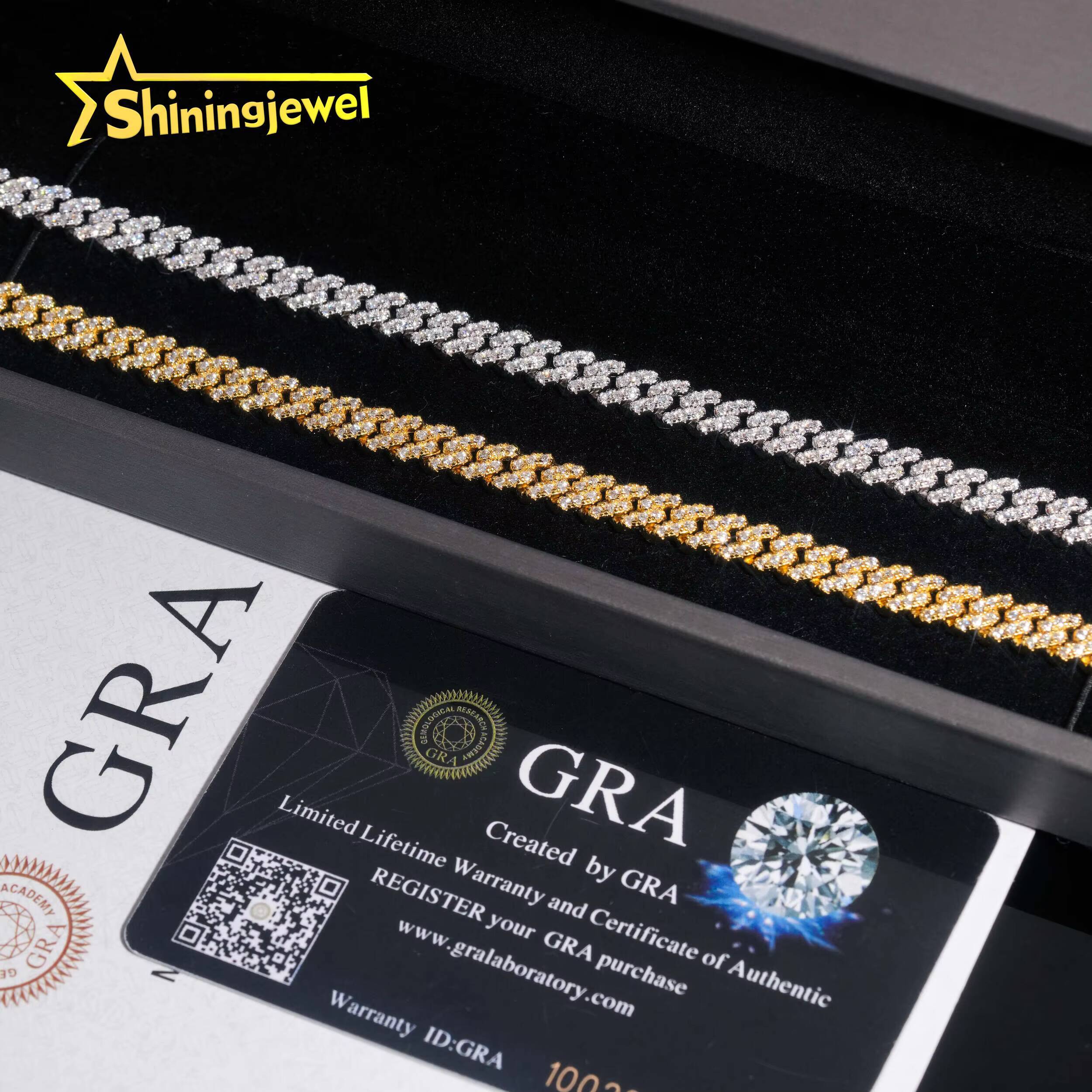 Hip Hop Jewelry 925 Sterling Silver 6mm Fully VVS Moissanite Cuban Bracelet GRA Iced Out Mens Womens Moissanite Bracelet