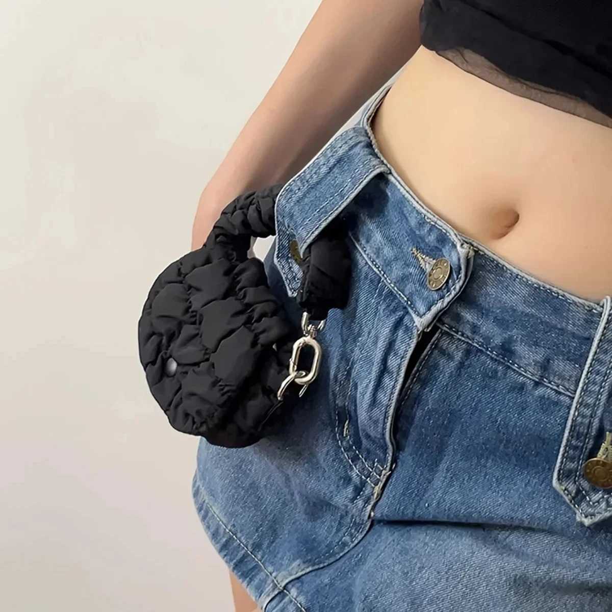 Women Pleated Top Handle Bag Mini Cloud Bag Solid Color Cotton Ruched Dumpling Bag Flap Bag for Shopping DateW251028