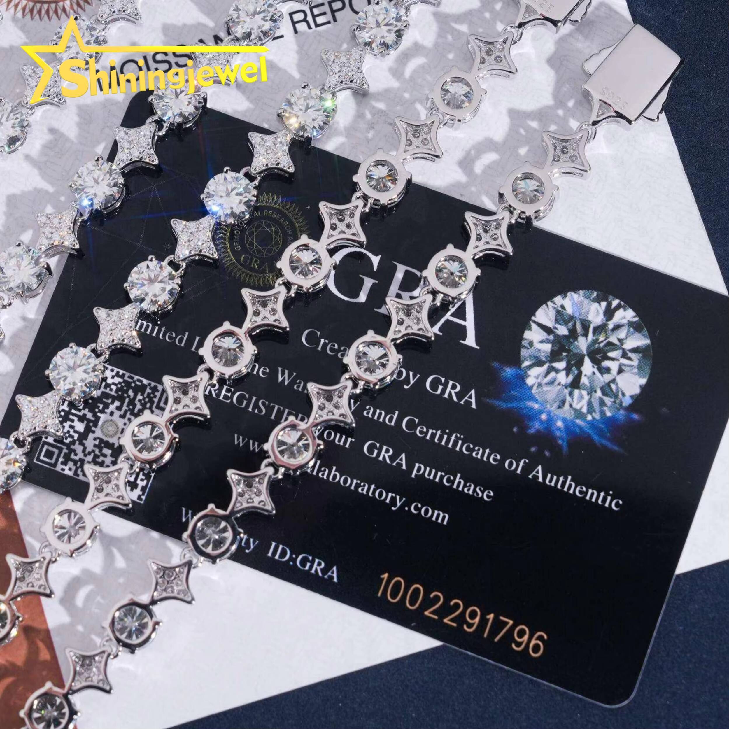 Ready Stocks 5mm Moissanite Tennis Necklace Bracelet Tennis Chain Moissanite 925 Solid Silver Gift for Girl