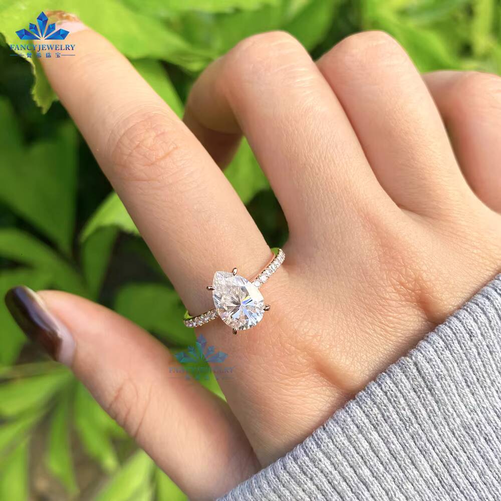 Lab Ceate Diamond Ring 14k Gold 2ct Pear Cut Moissanite Diamond Ring Ladies Wedding Band Engagement Ring Diamond