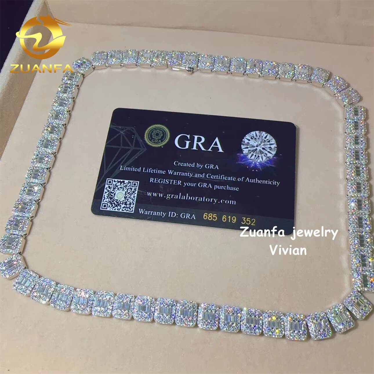 Sterling Silver 925 8mm VVS Moissanite Diamond Hip Hop Fine Jewelry Miami Cuban Link Chain Miossanite Iced Out Necklace