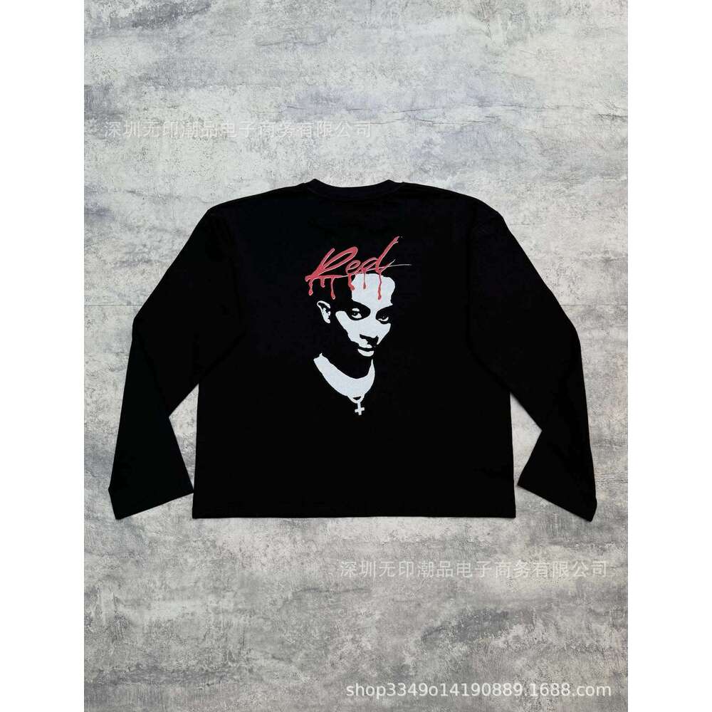 American Style Autumn Long Sleeve T-Shirt Dark Y2K Print Top High Street Hip Hop Cool Outfit