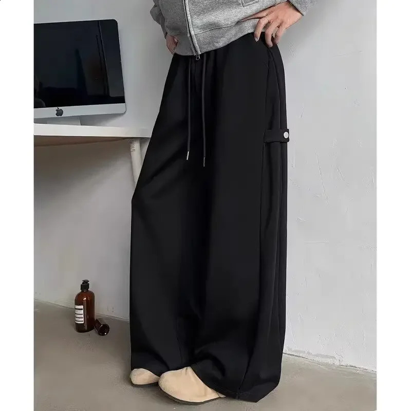 Gray Casual Pants Spring Autumn Style Unisex Wide Leg Design Adjustable Cuff Trendy Sweatpants Female Male Fashion 251027