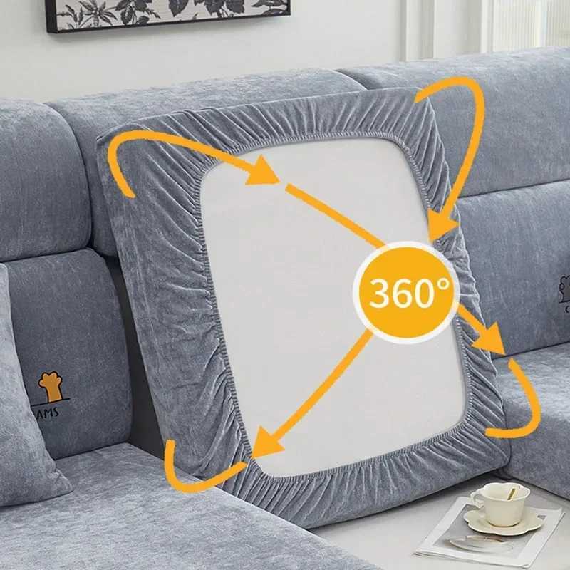 Cartoon AllCover Chenier Sofa Cover Non Slip Velvet Seat Cushion with Elastic Band SkinFriendly Couch Covers for Living Room C251028