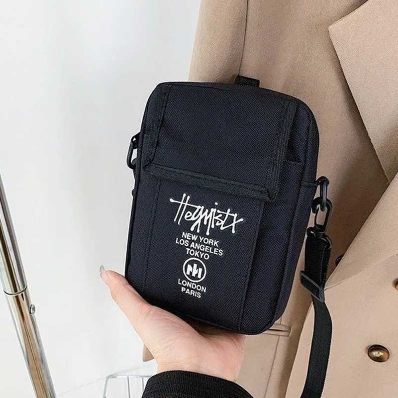 Casual Pocket Mobile Phone Messenger Bags Student Hip Hop Pouch Crossbody Bag Women Canvas Square Handbag Black PurseW251028