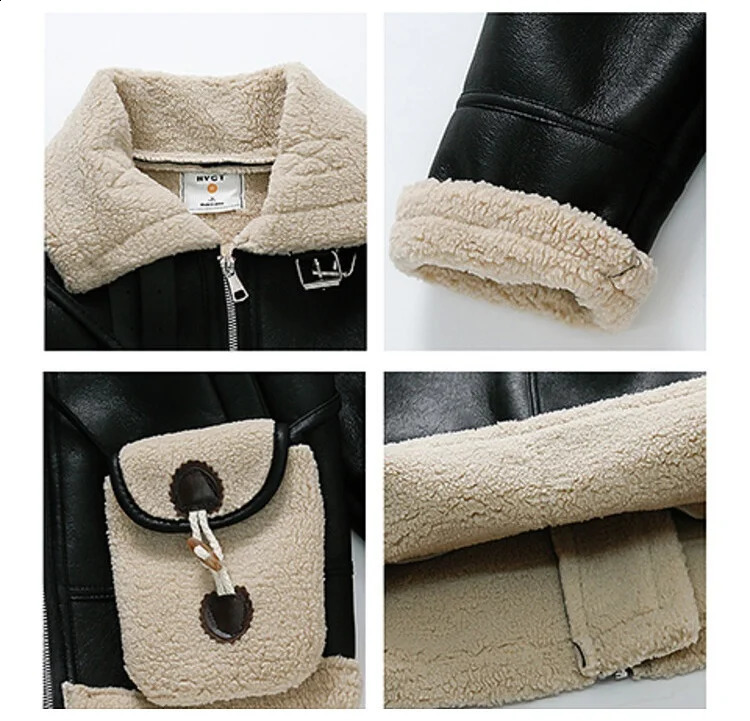 Baby Girl Clothes Windbreak Jacket Kids Girls PU Leather Lamb Wool Outerwear For Autumn Winter Warm Thicking Children Coats Tops 251027