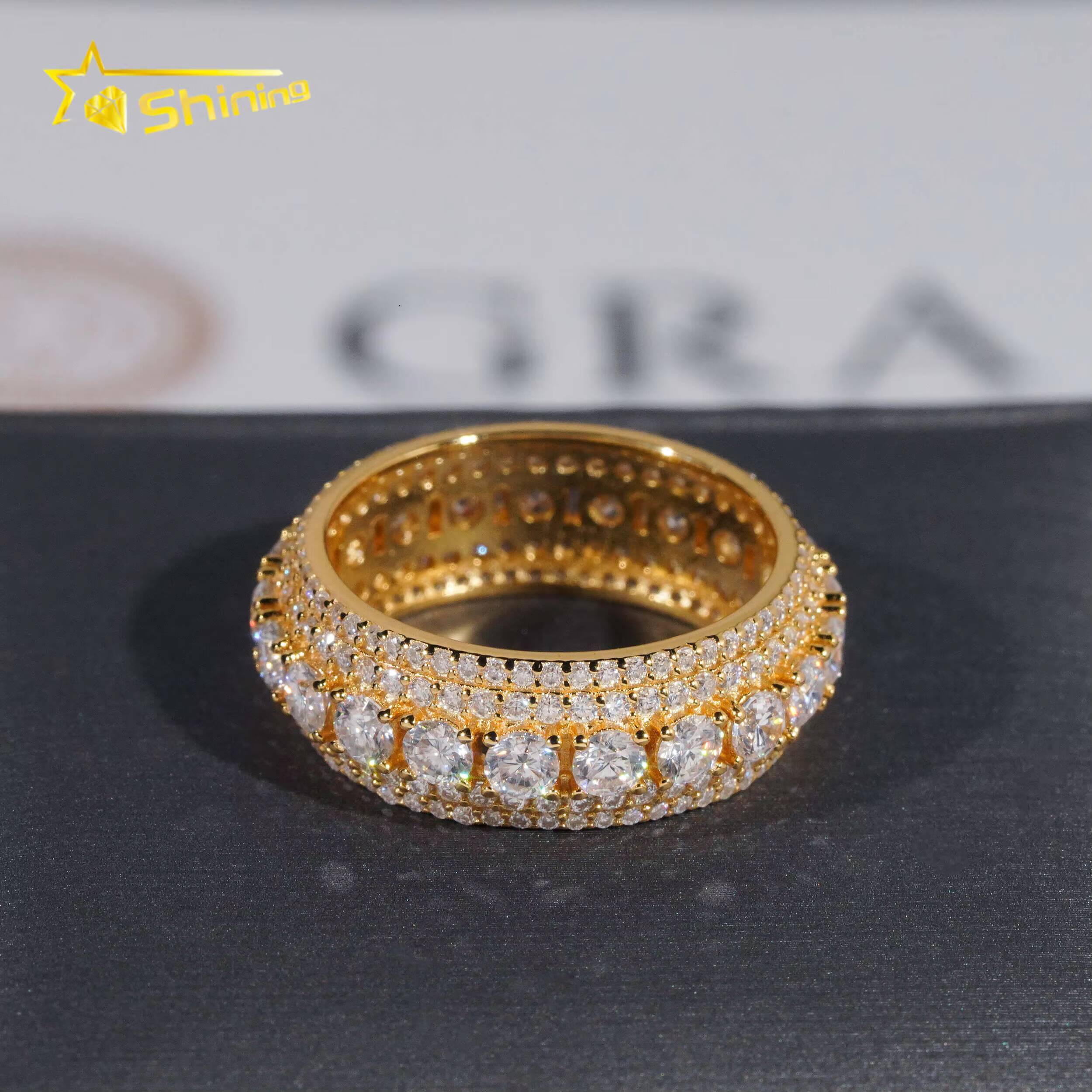 925 Sterling Silver Moissanite Jewelry Iced Out Hip Hop Men Full Diamond Ring Custom Fashion Moissanite Ring