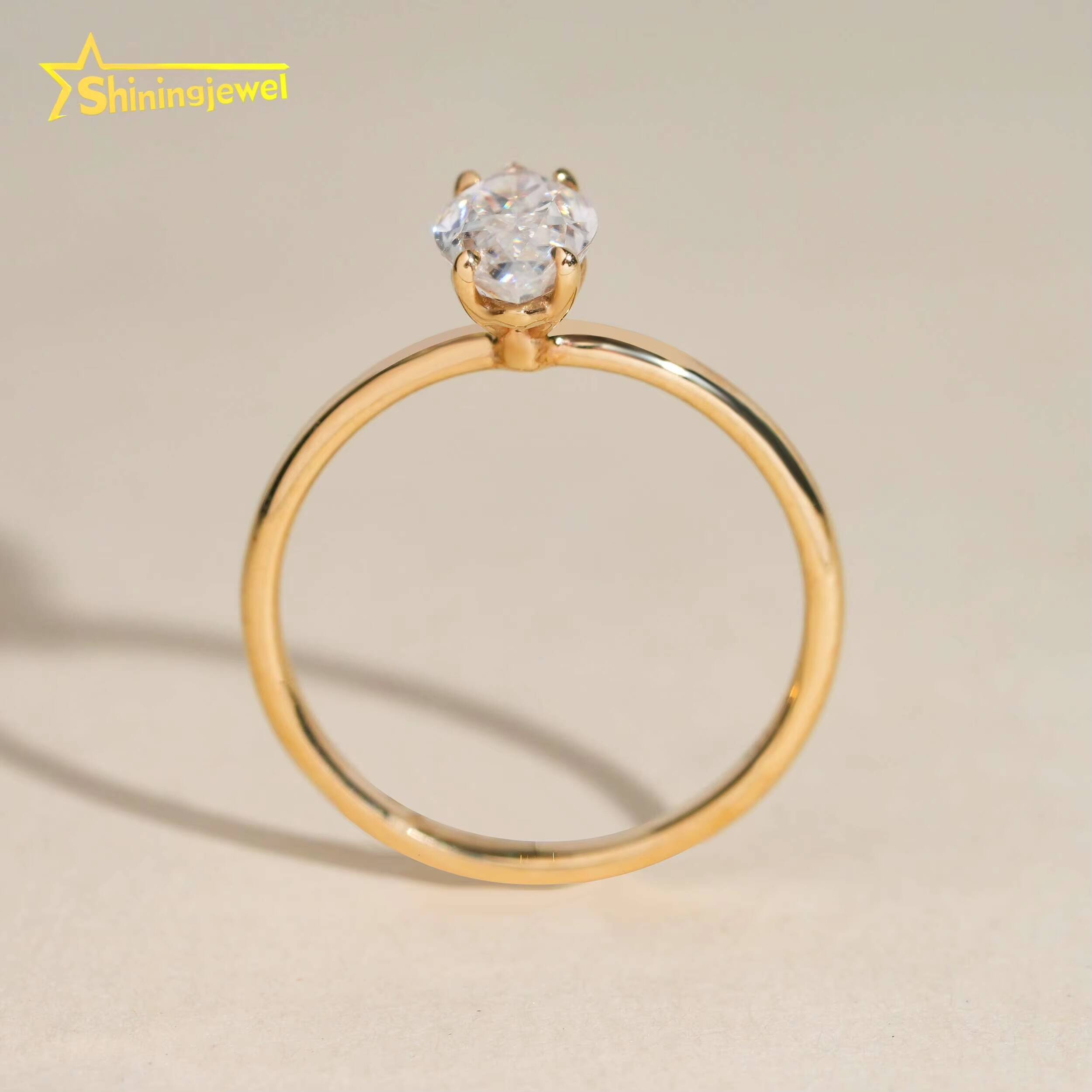 Elegant 14K Solid Gold Ring Marquise Cut Moissanite Diamond Engagement Wedding Rings for Women Solitair Ring