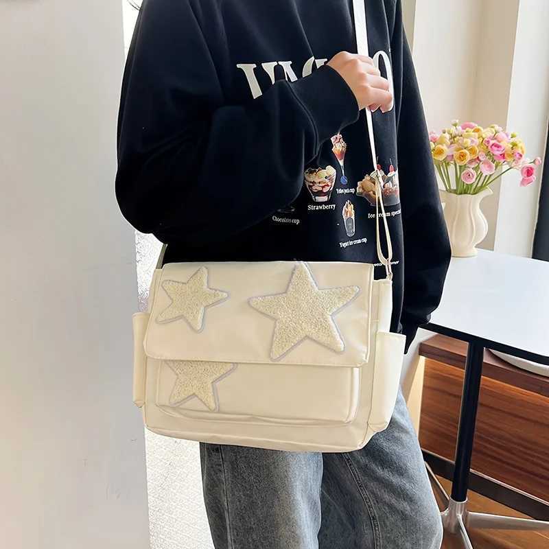 Cute Academic Star Print Shoulder Bag Large Capacity Tote for Students Casual Commuter Crossbody Purse 1PackW251028