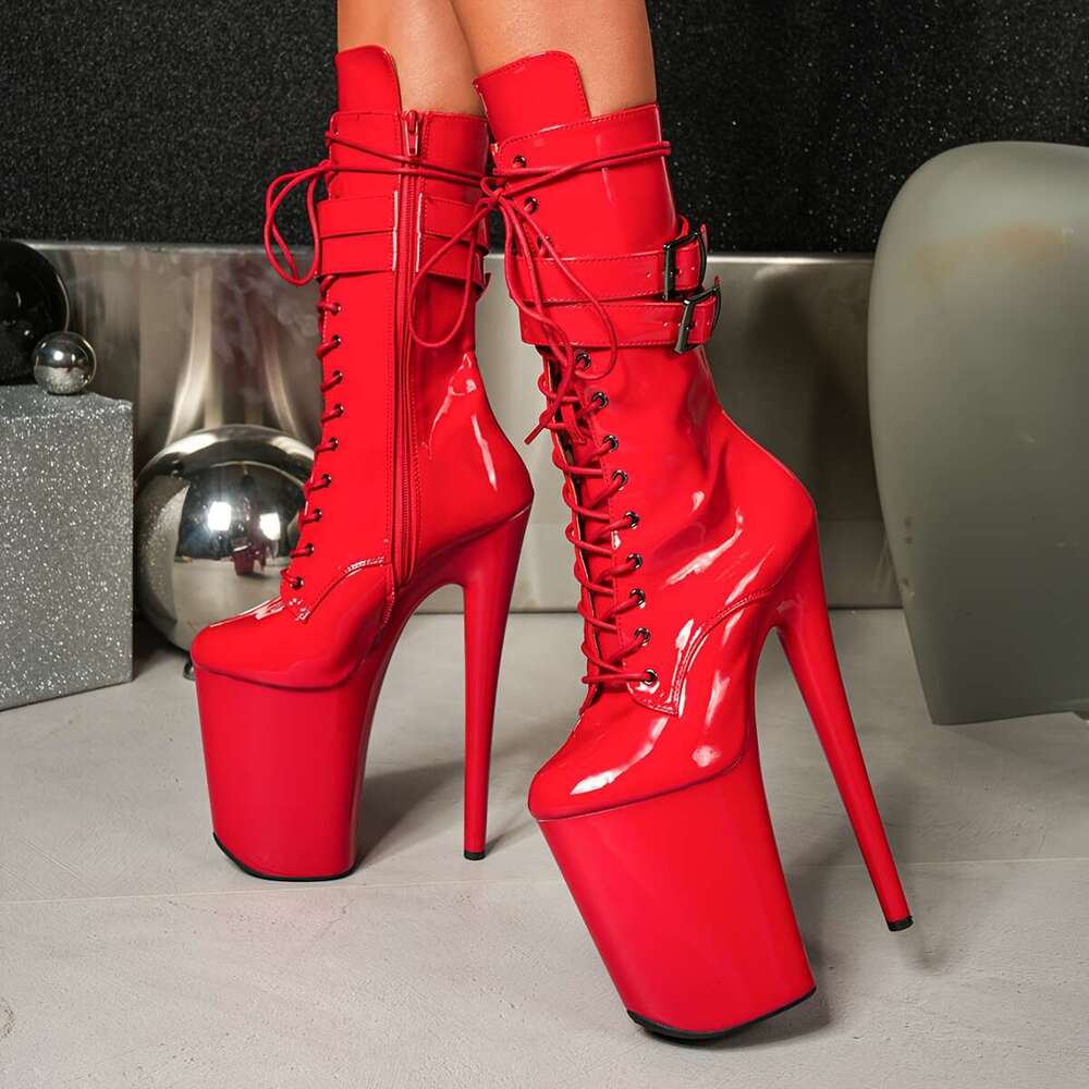 MISSHEELS Women's Dance Boot Shoes, 9 In Exotic Platform, 23 Cm Stiletto Platform Pole Dancing Shoes Ankle Boots Heels